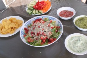 Grubs up on board Moon Dancer. 